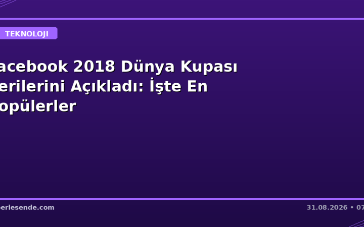 Facebook 2018 Dünya Kupası Verilerini Açıkladı: İşte En Popülerler