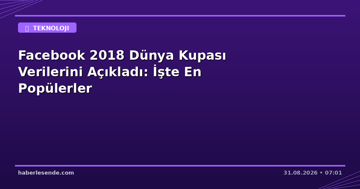 Facebook 2018 Dünya Kupası Verilerini Açıkladı: İşte En Popülerler