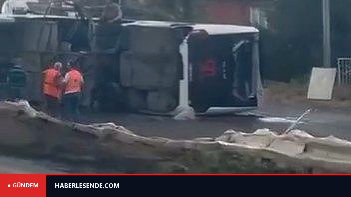 Servis otobüsü devrildi: 18 yaralı