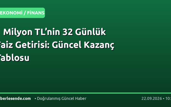 1 Milyon TL’nin 32 Günlük Faiz Getirisi: Güncel Kazanç Tablosu