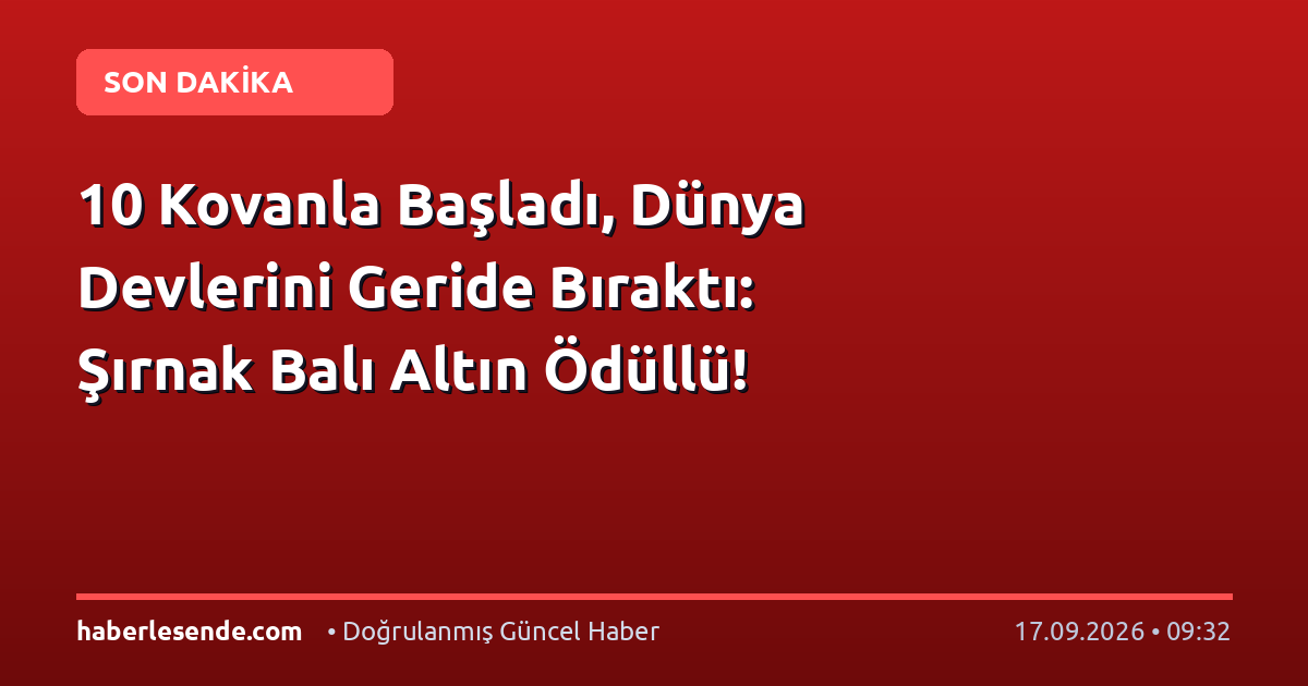 10 Kovanla Başladı, Dünya Devlerini Geride Bıraktı: Şırnak Balı Altın Ödüllü!