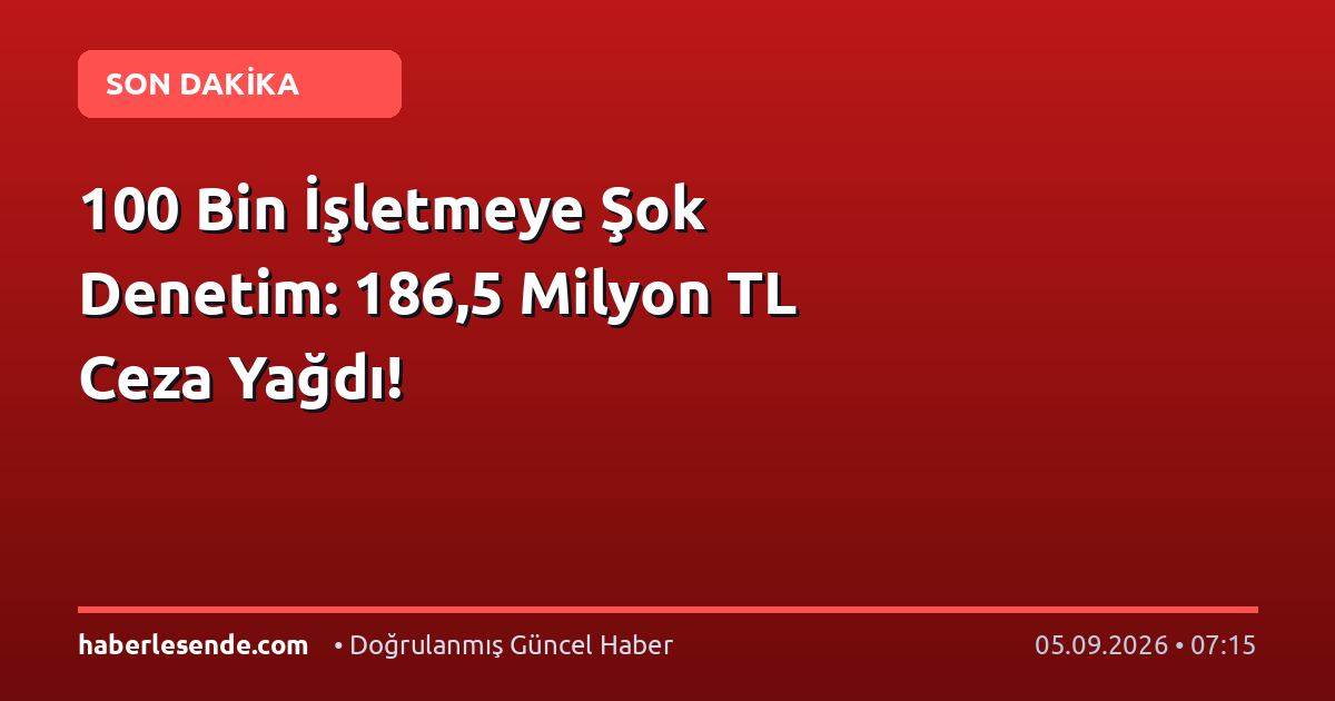 100 Bin İşletmeye Şok Denetim: 186,5 Milyon TL Ceza Yağdı!