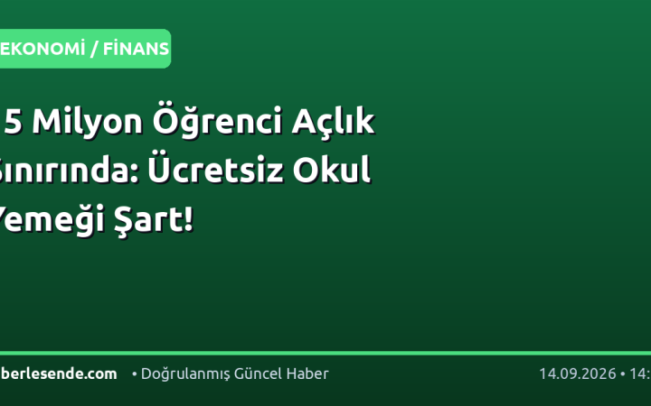 15 Milyon Öğrenci Açlık Sınırında: Ücretsiz Okul Yemeği Şart!