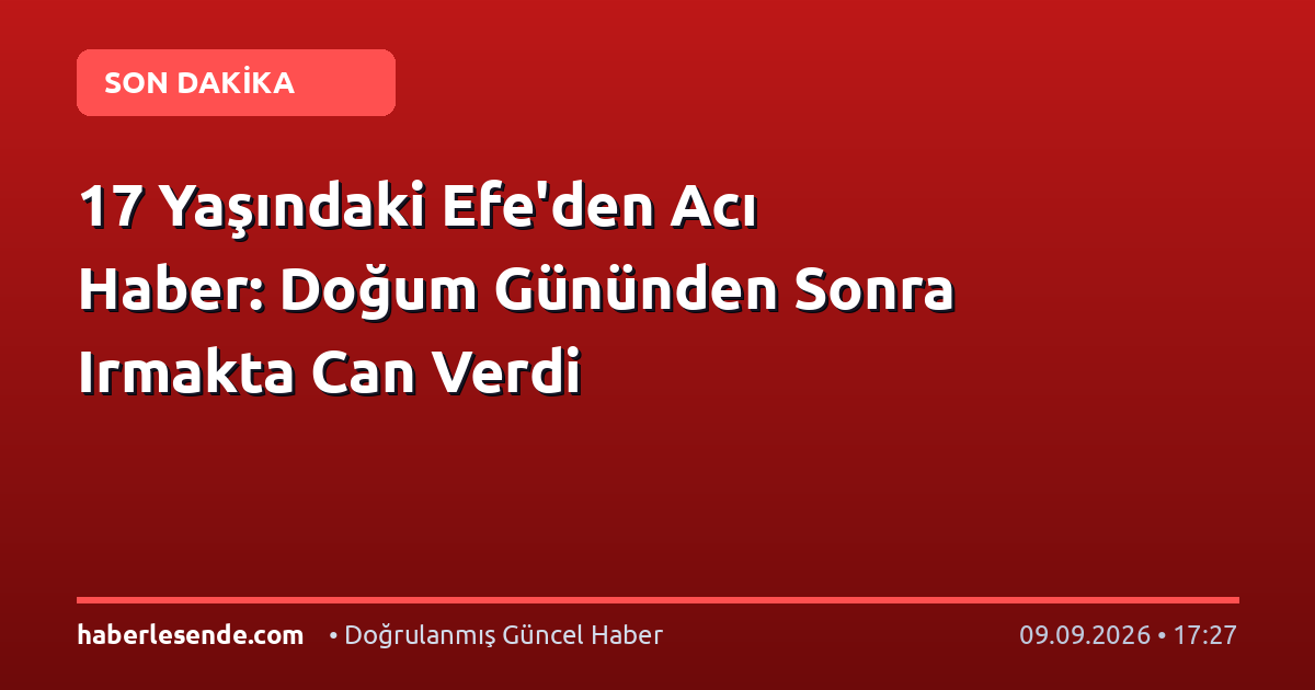 17 Yaşındaki Efe'den Acı Haber: Doğum Gününden Sonra Irmakta Can Verdi