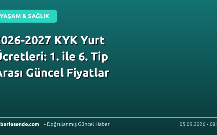 2026-2027 KYK Yurt Ücretleri: 1. ile 6. Tip Arası Güncel Fiyatlar