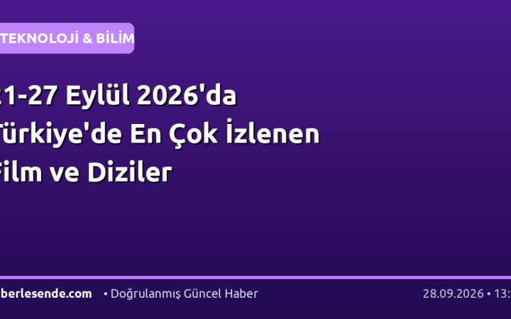 21-27 Eylül 2026'da Türkiye'de En Çok İzlenen Film ve Diziler