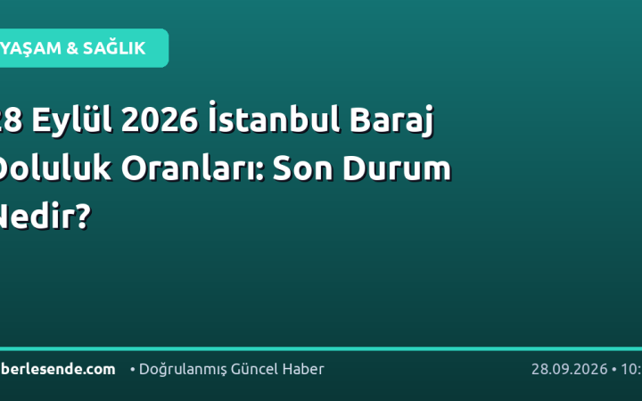 28 Eylül 2026 İstanbul Baraj Doluluk Oranları: Son Durum Nedir?