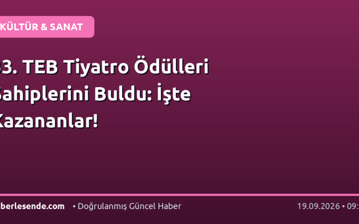 33. TEB Tiyatro Ödülleri Sahiplerini Buldu: İşte Kazananlar!