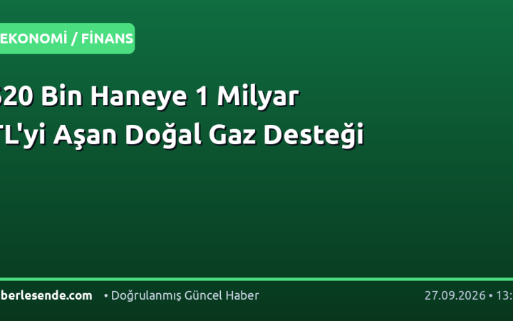 620 Bin Haneye 1 Milyar TL'yi Aşan Doğal Gaz Desteği