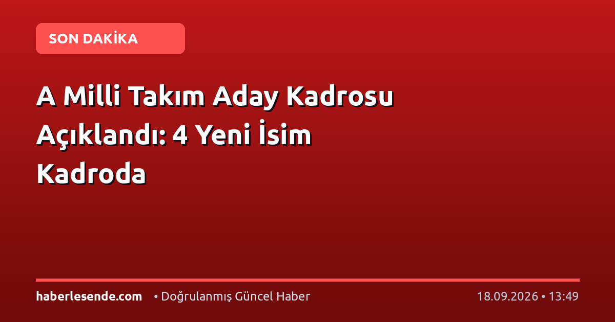 A Milli Takım Aday Kadrosu Açıklandı: 4 Yeni İsim Kadroda