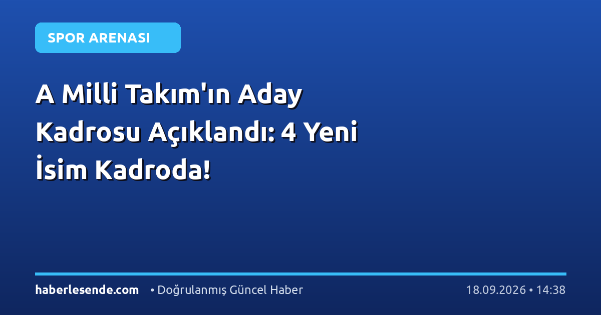A Milli Takım'ın Aday Kadrosu Açıklandı: 4 Yeni İsim Kadroda!