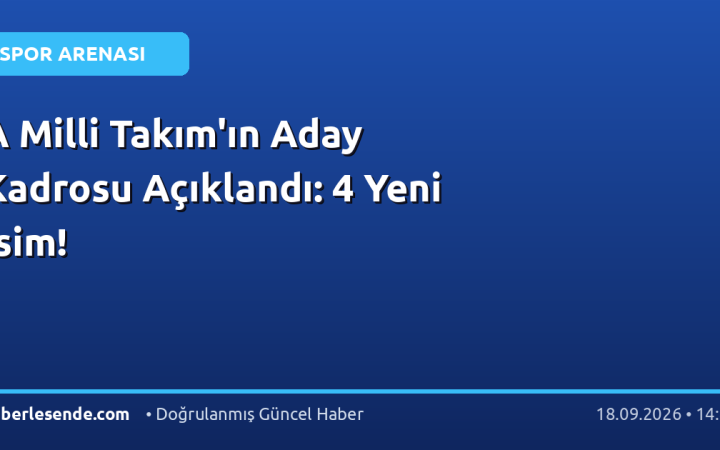 A Milli Takım'ın Aday Kadrosu Açıklandı: 4 Yeni İsim!