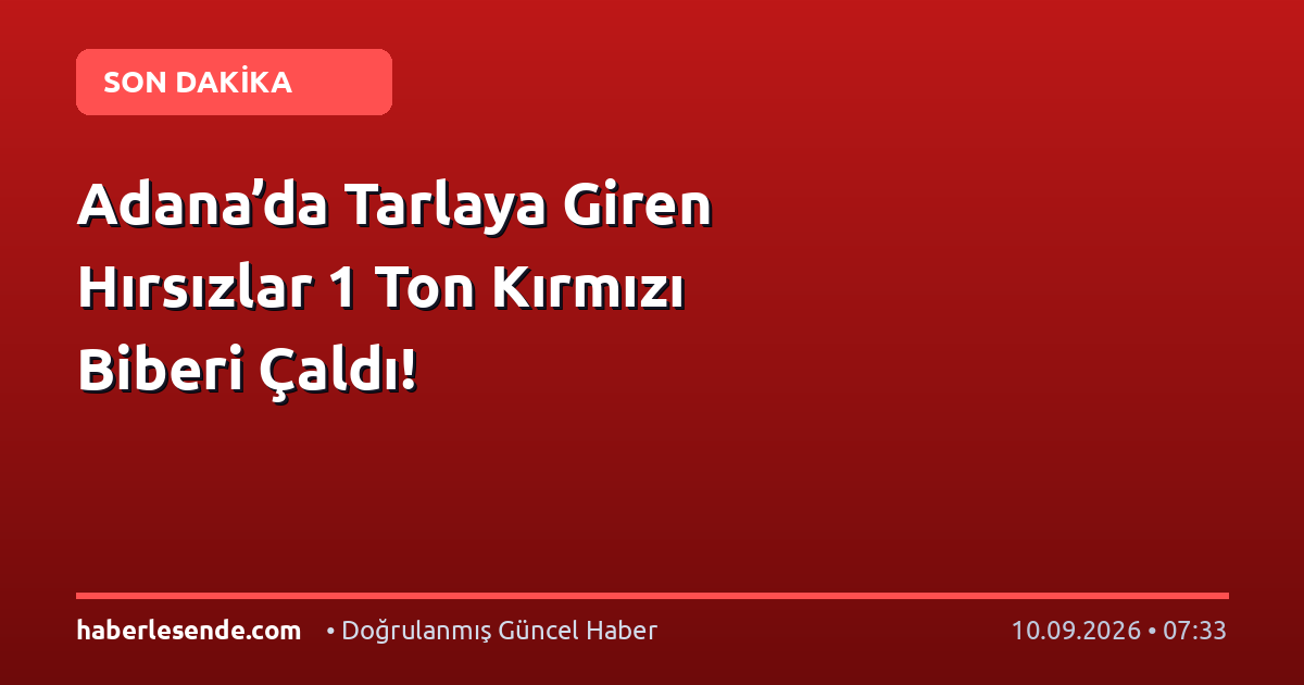 Adana’da Tarlaya Giren Hırsızlar 1 Ton Kırmızı Biberi Çaldı!