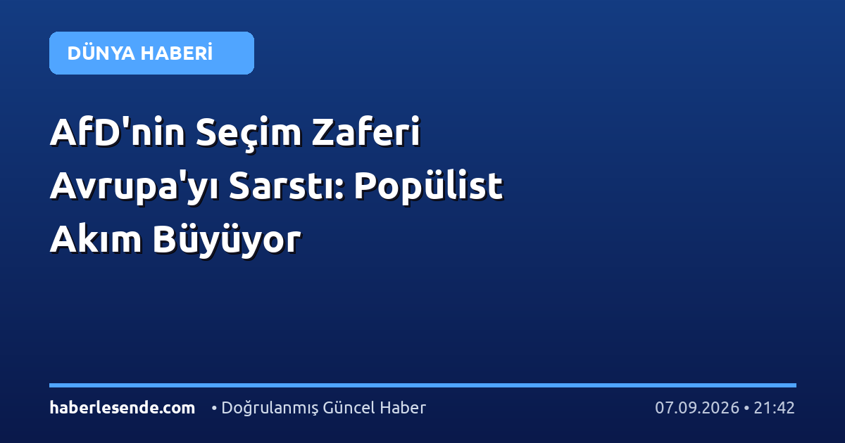 AfD'nin Seçim Zaferi Avrupa'yı Sarstı: Popülist Akım Büyüyor