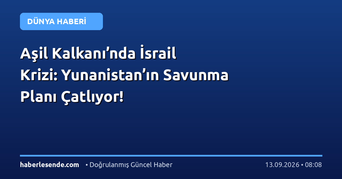 Aşil Kalkanı’nda İsrail Krizi: Yunanistan’ın Savunma Planı Çatlıyor!