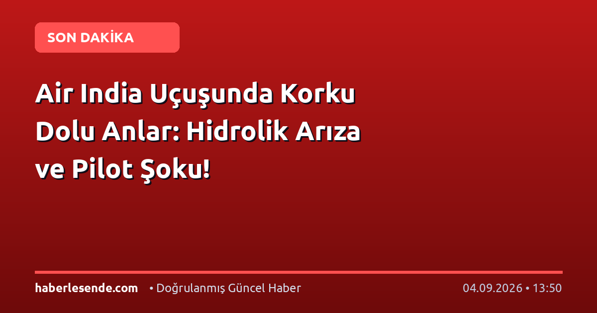 Air India Uçuşunda Korku Dolu Anlar: Hidrolik Arıza ve Pilot Şoku!