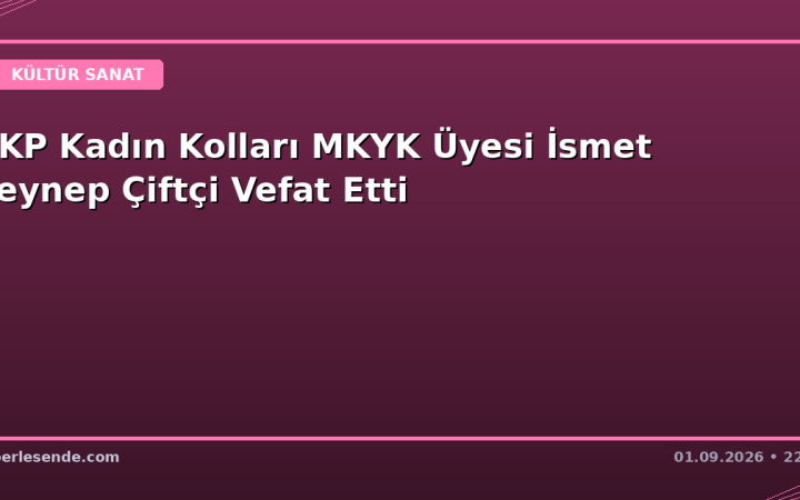 AKP Kadın Kolları MKYK Üyesi İsmet Zeynep Çiftçi Vefat Etti