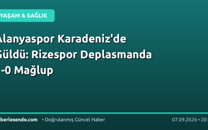 Alanyaspor Karadeniz'de Güldü: Rizespor Deplasmanda 1-0 Mağlup