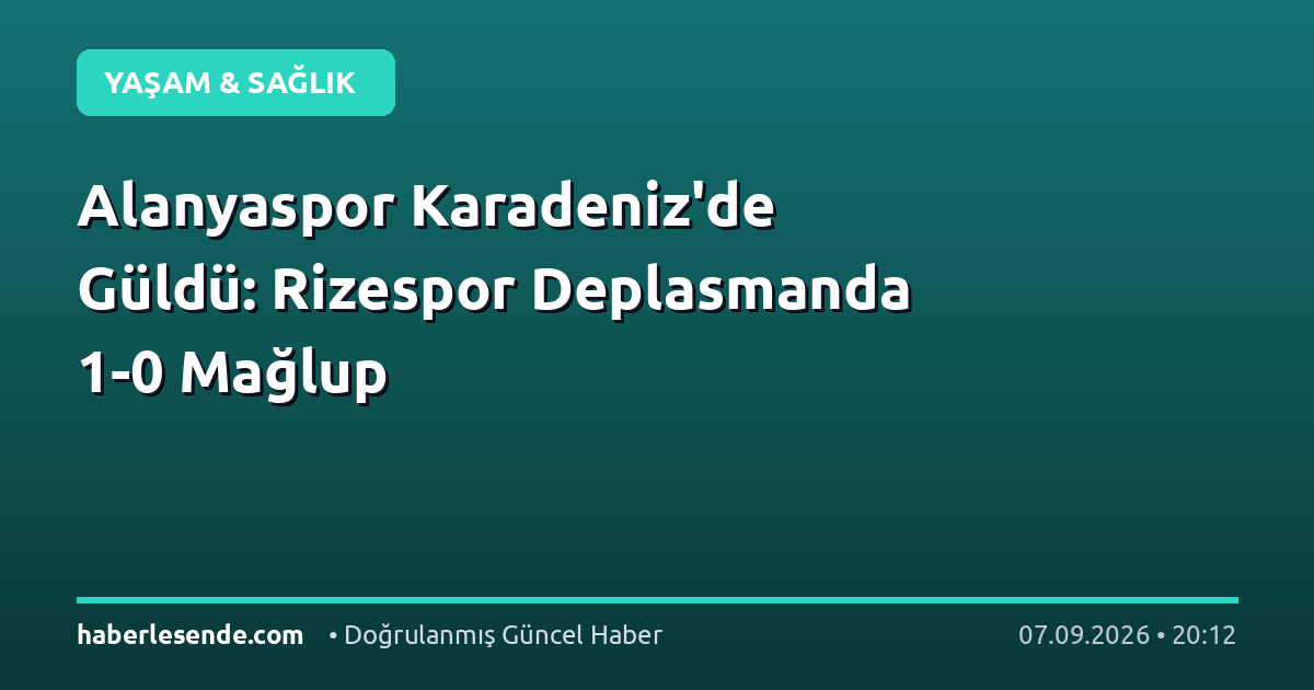 Alanyaspor Karadeniz'de Güldü: Rizespor Deplasmanda 1-0 Mağlup