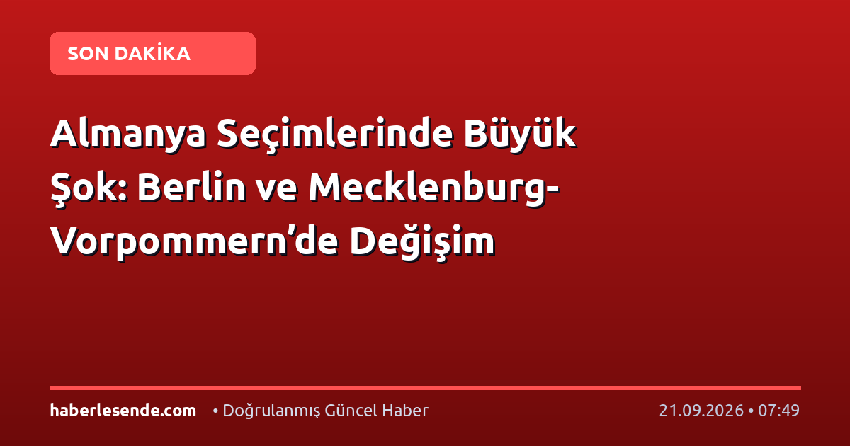 Almanya Seçimlerinde Büyük Şok: Berlin ve Mecklenburg-Vorpommern’de Değişim