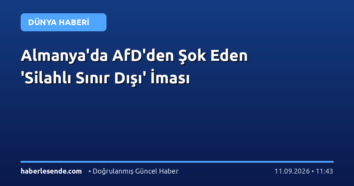 Almanya'da AfD'den Şok Eden 'Silahlı Sınır Dışı' İması