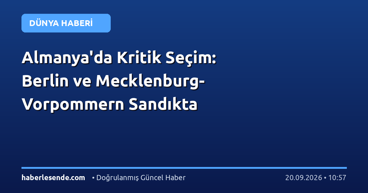 Almanya'da Kritik Seçim: Berlin ve Mecklenburg-Vorpommern Sandıkta