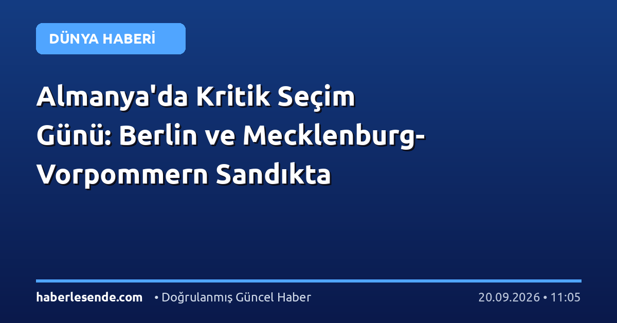 Almanya'da Kritik Seçim Günü: Berlin ve Mecklenburg-Vorpommern Sandıkta
