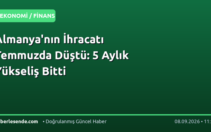 Almanya'nın İhracatı Temmuzda Düştü: 5 Aylık Yükseliş Bitti