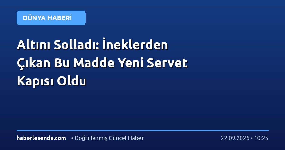 Altını Solladı: İneklerden Çıkan Bu Madde Yeni Servet Kapısı Oldu