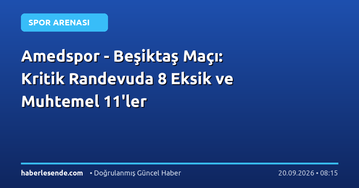 Amedspor - Beşiktaş Maçı: Kritik Randevuda 8 Eksik ve Muhtemel 11'ler