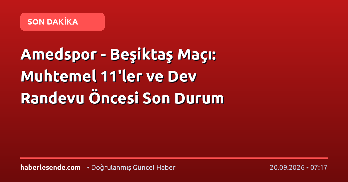 Amedspor - Beşiktaş Maçı: Muhtemel 11'ler ve Dev Randevu Öncesi Son Durum