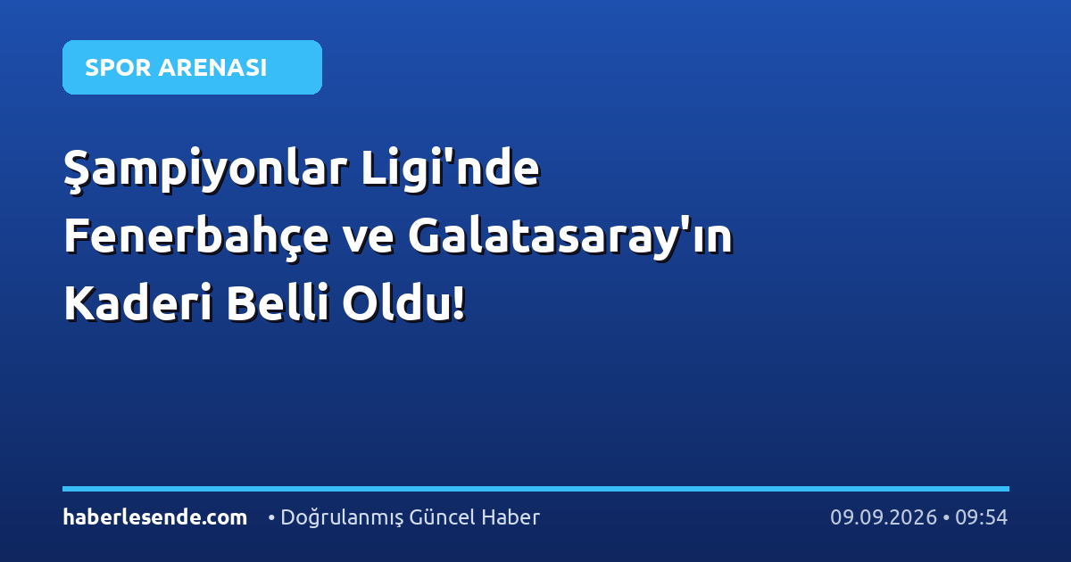Şampiyonlar Ligi'nde Fenerbahçe ve Galatasaray'ın Kaderi Belli Oldu!