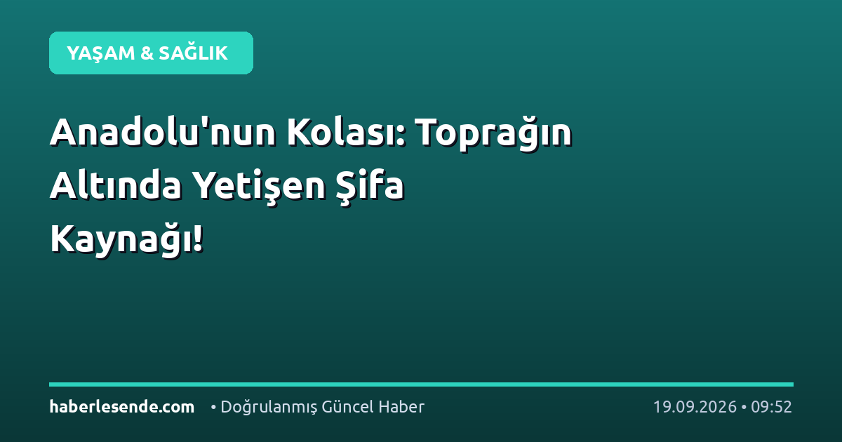 Anadolu'nun Kolası: Toprağın Altında Yetişen Şifa Kaynağı!