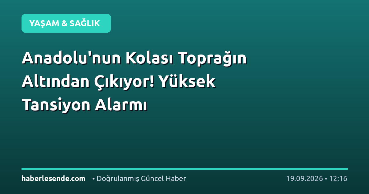Anadolu'nun Kolası Toprağın Altından Çıkıyor! Yüksek Tansiyon Alarmı