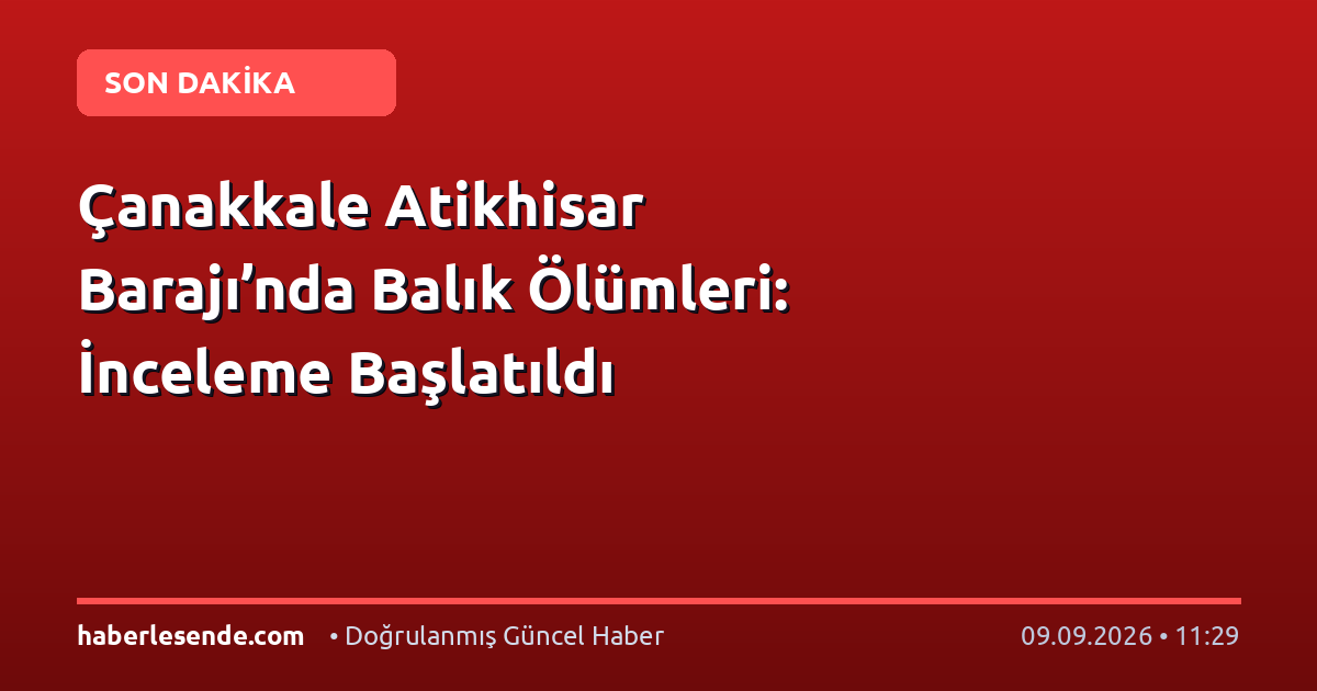 Çanakkale Atikhisar Barajı’nda Balık Ölümleri: İnceleme Başlatıldı