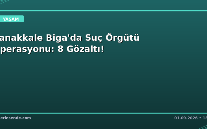 Çanakkale Biga'da Suç Örgütü Operasyonu: 8 Gözaltı!