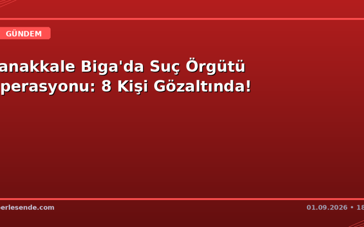 Çanakkale Biga'da Suç Örgütü Operasyonu: 8 Kişi Gözaltında!