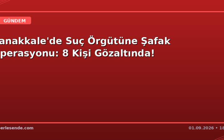 Çanakkale'de Suç Örgütüne Şafak Operasyonu: 8 Kişi Gözaltında!