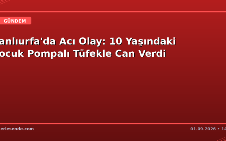 Şanlıurfa'da Acı Olay: 10 Yaşındaki Çocuk Pompalı Tüfekle Can Verdi