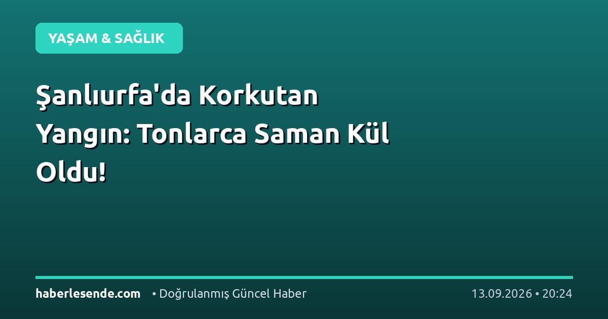 Şanlıurfa'da Korkutan Yangın: Tonlarca Saman Kül Oldu!