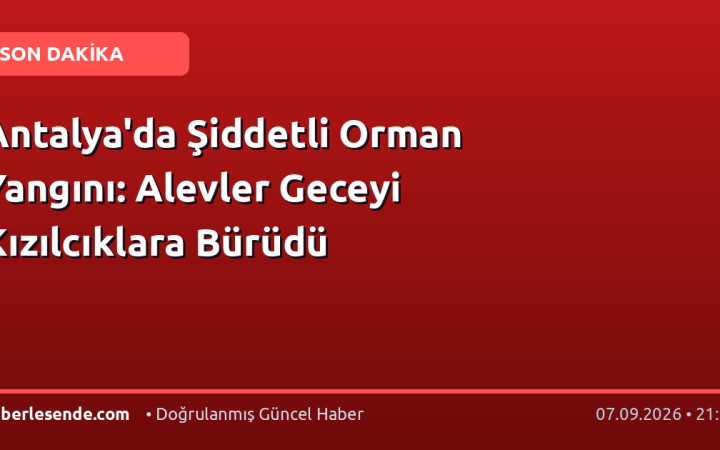 Antalya'da Şiddetli Orman Yangını: Alevler Geceyi Kızılcıklara Bürüdü
