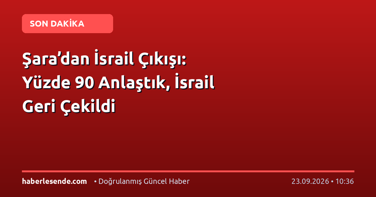 Şara’dan İsrail Çıkışı: Yüzde 90 Anlaştık, İsrail Geri Çekildi