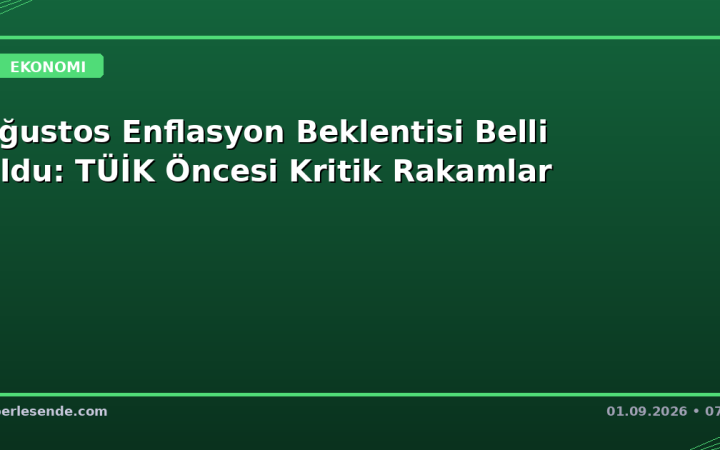 Ağustos Enflasyon Beklentisi Belli Oldu: TÜİK Öncesi Kritik Rakamlar