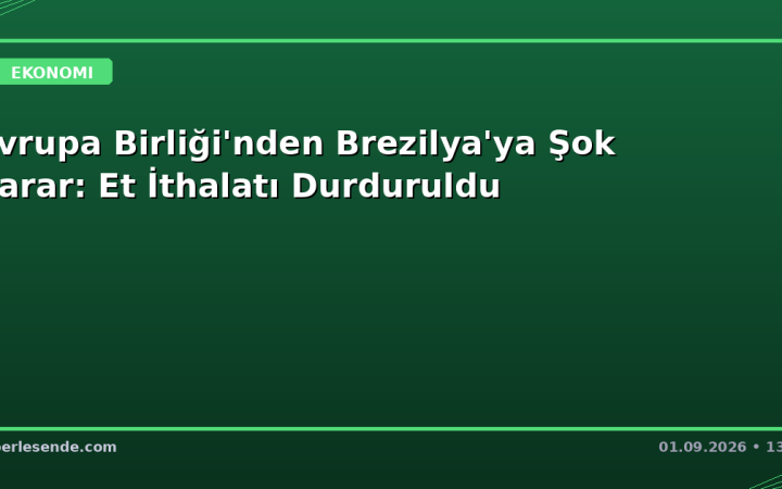 Avrupa Birliği'nden Brezilya'ya Şok Karar: Et İthalatı Durduruldu