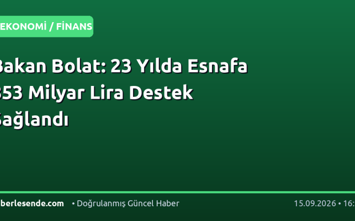 Bakan Bolat: 23 Yılda Esnafa 853 Milyar Lira Destek Sağlandı
