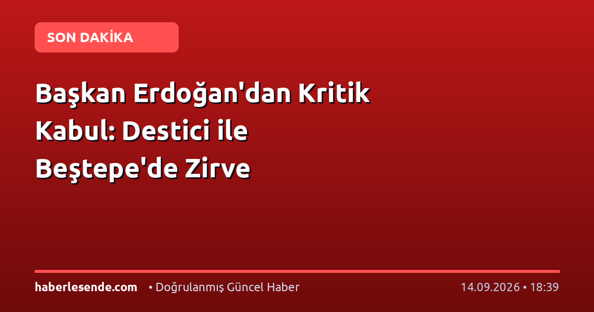 Başkan Erdoğan'dan Kritik Kabul: Destici ile Beştepe'de Zirve