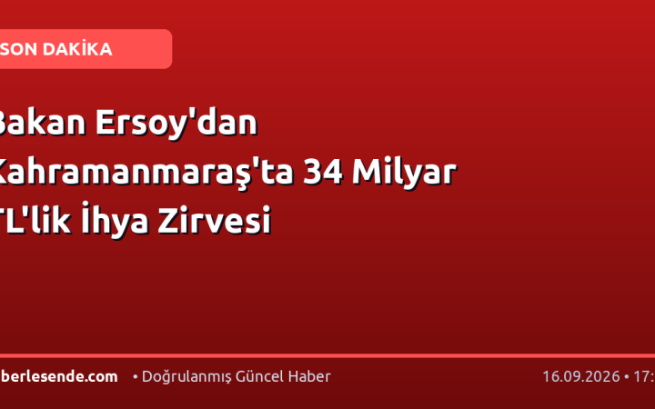 Bakan Ersoy'dan Kahramanmaraş'ta 34 Milyar TL'lik İhya Zirvesi