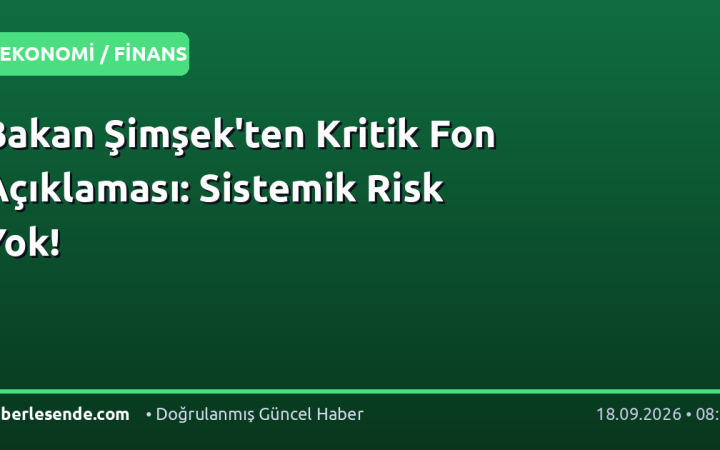 Bakan Şimşek'ten Kritik Fon Açıklaması: Sistemik Risk Yok!