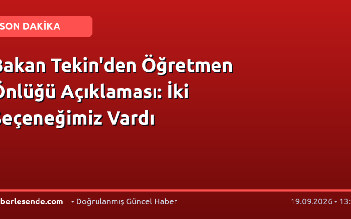 Bakan Tekin'den Öğretmen Önlüğü Açıklaması: İki Seçeneğimiz Vardı
