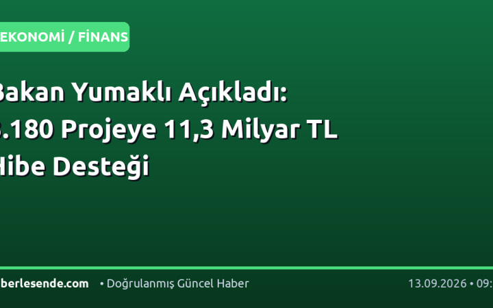 Bakan Yumaklı Açıkladı: 3.180 Projeye 11,3 Milyar TL Hibe Desteği
